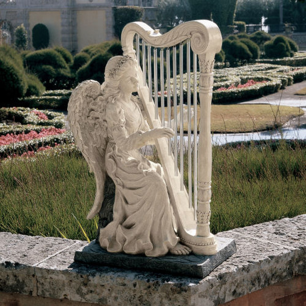 Music From Heaven Angel Garden Decor Statue chimes harp melodic